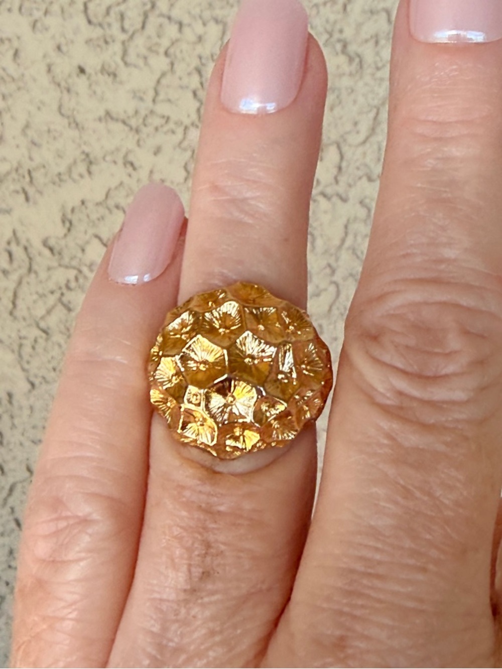 Flawless Textured Concave Gold Dome Cocktail Ring